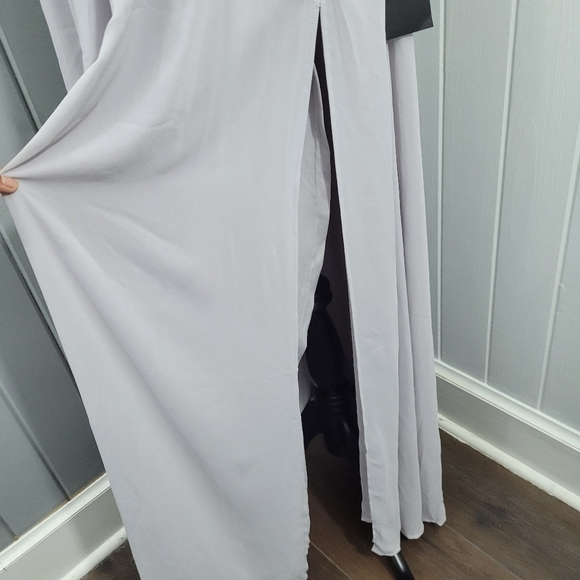 Lulu's Heavenly Hues Women's XL Light Grey Maxi Dress Bridesmaid Party Prom - Picture 10 of 15